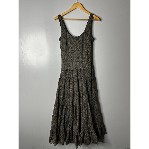 VTG Jones NY Womens Y2K Forest Fairy Tiered Maxi Dress Whimsigoth Grunge Sz 8 - Picture 1 of 7